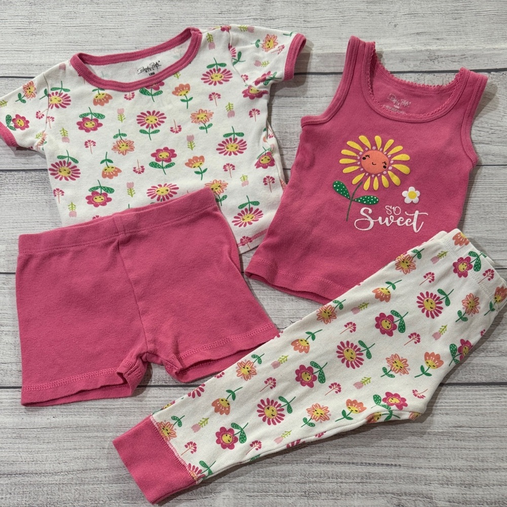 Rene Rofe Baby Girls ‘So Sweet’ Floral Pajama Set - Pink and White